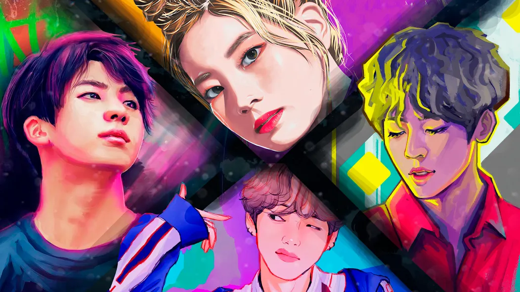 Kpop Paint by Numbers BT21  [МОД Бесконечные деньги] Screenshot 2