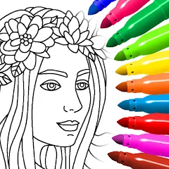 Взлом Coloring for girls and women  [МОД Unlimited Money] - стабильная версия apk на Андроид
