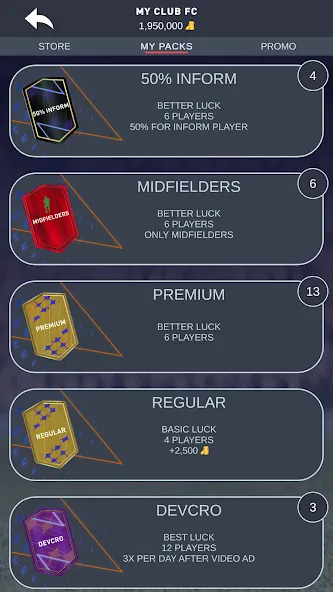 DEVCRO 23 - Draft, Packs! (ДЕВКРО ФУТ 23)  [МОД Много денег] Screenshot 2