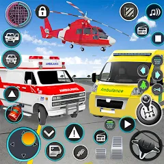 Скачать взломанную Heli Ambulance Simulator Game  [МОД Все открыто] - стабильная версия apk на Андроид
