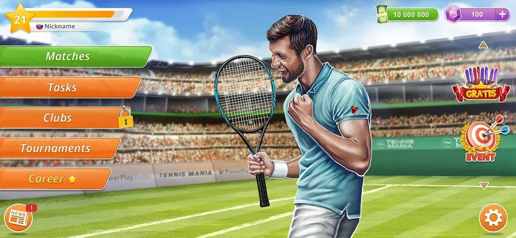 Tennis Mania Mobile (Теннис Мания Мобайл)  [МОД Unlimited Money] Screenshot 2