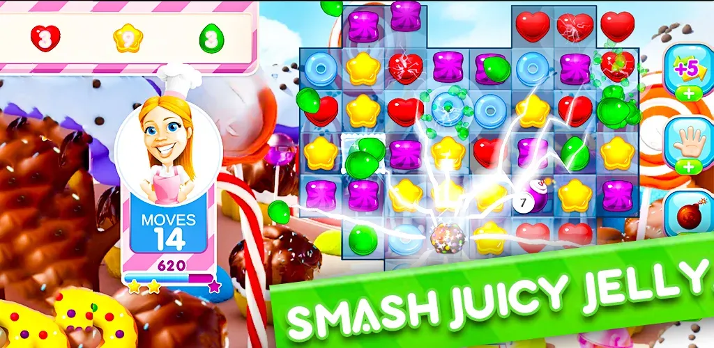 Jelly Kingdom Crush - Match 3  [МОД Все открыто] Screenshot 2