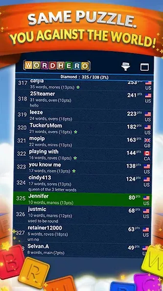 WordHero : word finding game (ВордХиро)  [МОД Бесконечные деньги] Screenshot 4