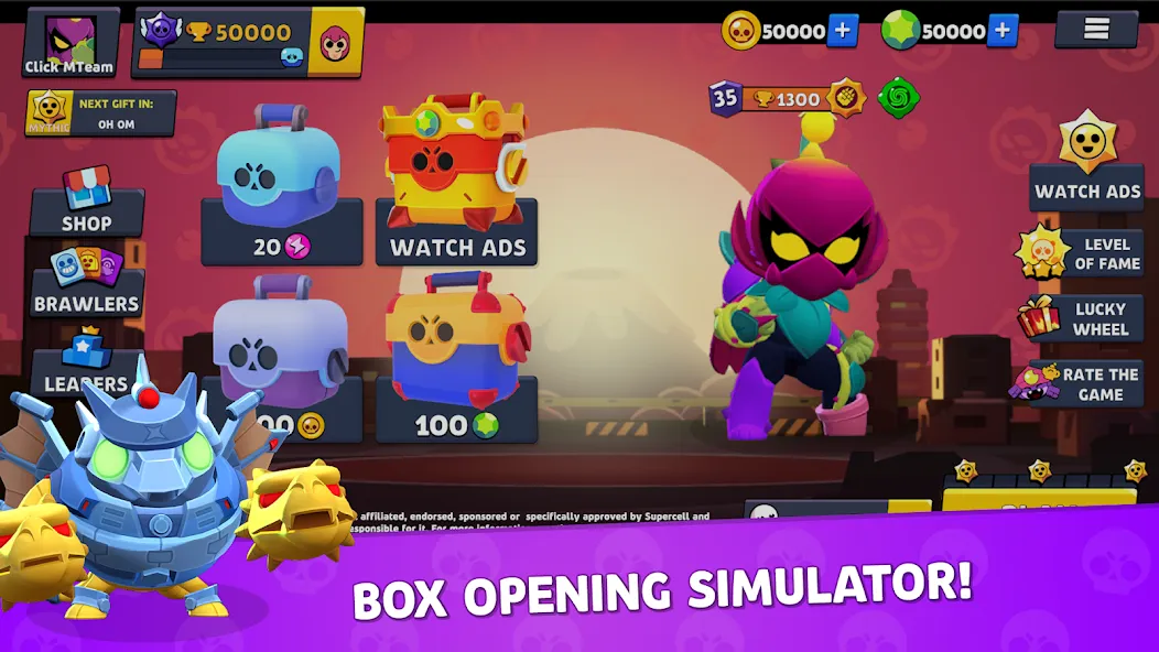 Brawl Box Stars Simulator  [МОД Бесконечные деньги] Screenshot 1