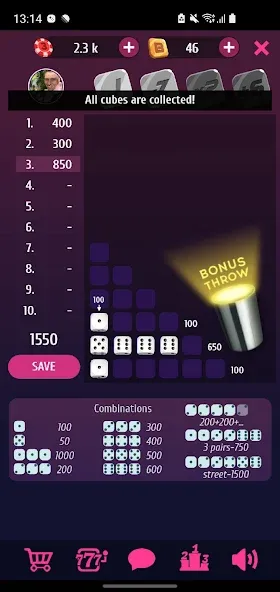 Farkle Pro - 10000 dice game  [МОД Много монет] Screenshot 3